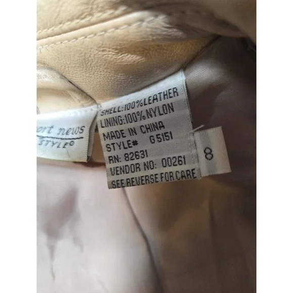 NEWPORT NEWS Easy Style 100% Genuine Leather-Beige Jacket Womens Size 8 - Picture 3 of 8